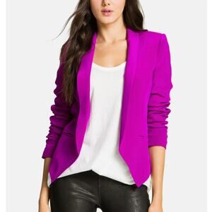 Truth and Pride Magenta Purple 100% Silk Bright Cutaway Open Professional Blazer